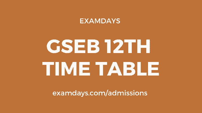 gseb 12 time table