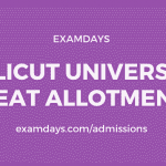 calicut university seat allotment