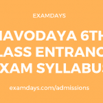 navodaya 6th class entrance exam syllabus