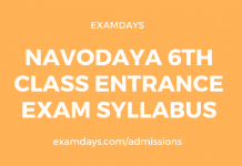 navodaya 6th class entrance exam syllabus