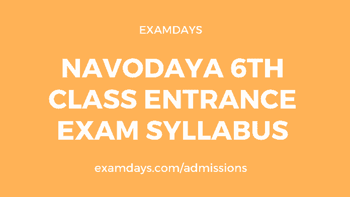 navodaya 6th class entrance exam syllabus