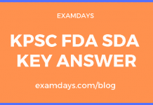 KPSC FDA SDA Key Answer