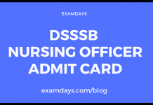 dsssb nursing officer admit card