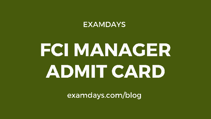 fci manager admit card