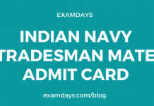 Indian Navy Tradesman Mate Admit Card