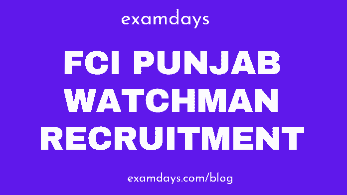 fci punjab watchman recruitment