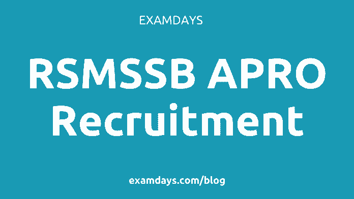 rsmssb apro recruitment
