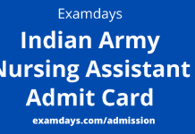 indian army nursing assistant admit card