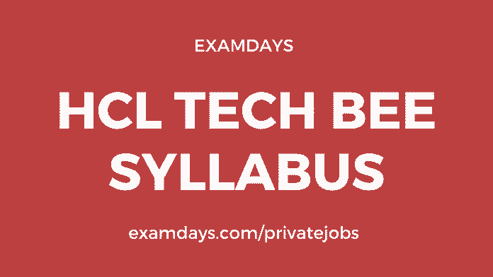 hcl tech bee syllabus