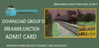 Download RRB Ajmer Group D Admit Card