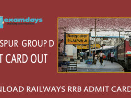 Download RRB Bilaspur Group D Admit Card