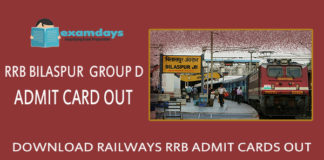Download RRB Bilaspur Group D Admit Card