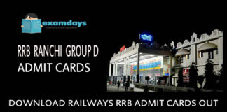 Download RRB Ranchi Group D Admit Card