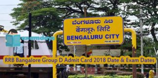RRB Bangalore Group D Admit Card 2018 Date & Exam Dates