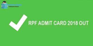 RPF Admit Card 2018
