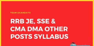 RRB JE, SSE & CMA DMA Other Posts Syllabus