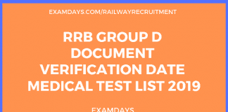 rrb group d document verification date