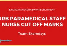 rrb paramedical staff nurse cutoff marks
