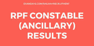 RPF Constable (Ancillary) Results
