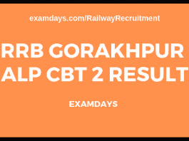 rrb gorakhpur alp cbt 2 result