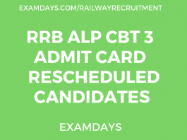 RRB ALP CBT 3 Admit card 2019 for Rescheduled Candidates