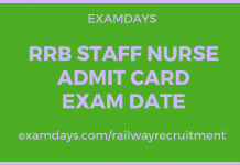 rrb staff nurse admit card