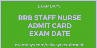 rrb staff nurse admit card