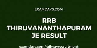 rrb thiruvananthapuram je result