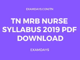 TN MRB Nurse Syllabus 2019 PDF Download