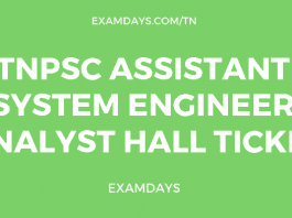 TNPSC Assistant System Engineer Analyst Hall Ticket