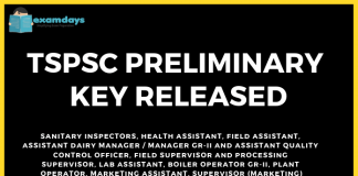 TSPSC Sanitary Inspectors Preliminary Key 2019
