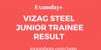 vizag steel junior trainee result