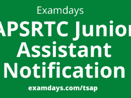 apsrtc junior assistant notification